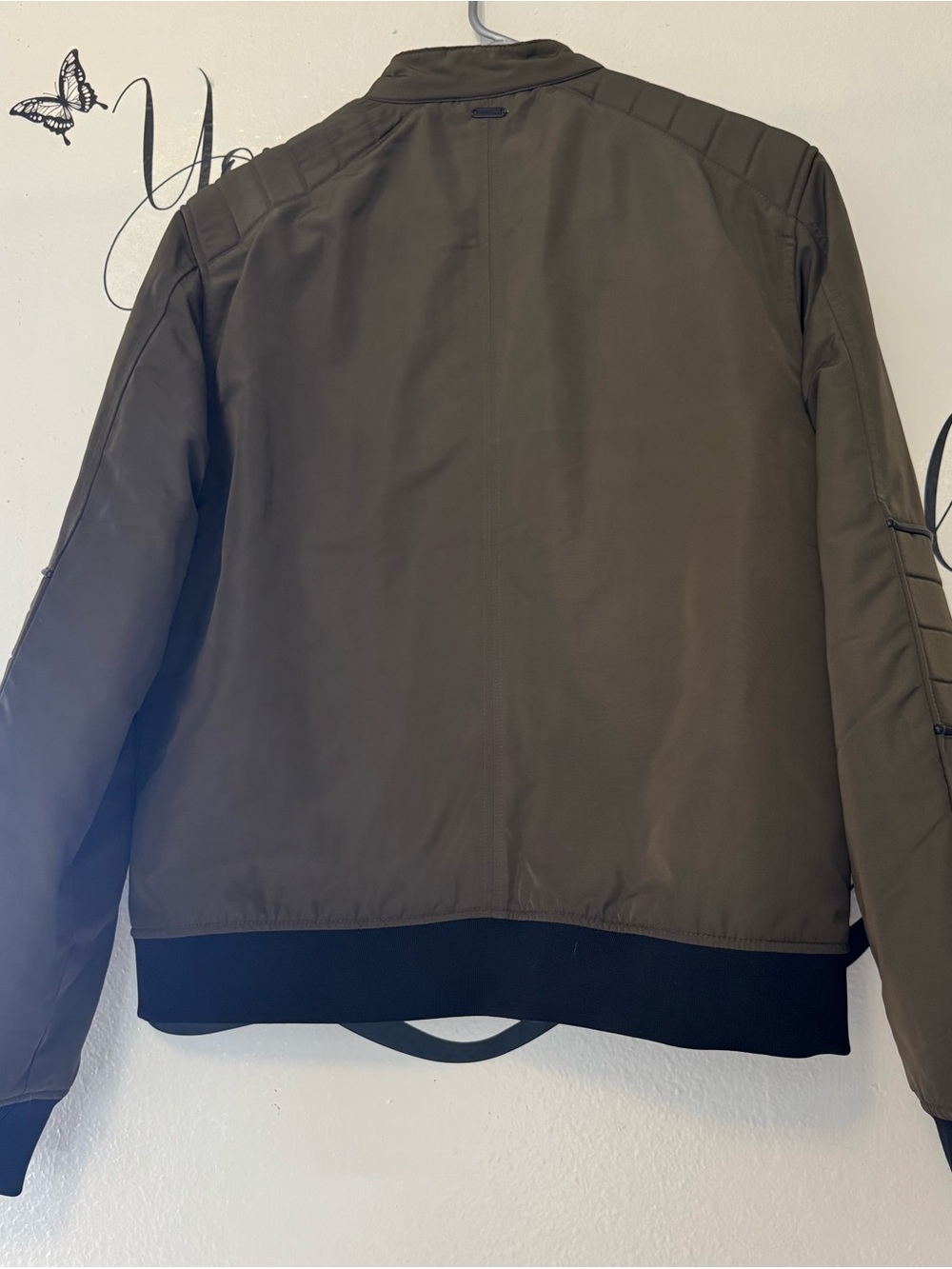 GUESS Olive Green Quilted Bomber Jacket - Picture 4 of 10